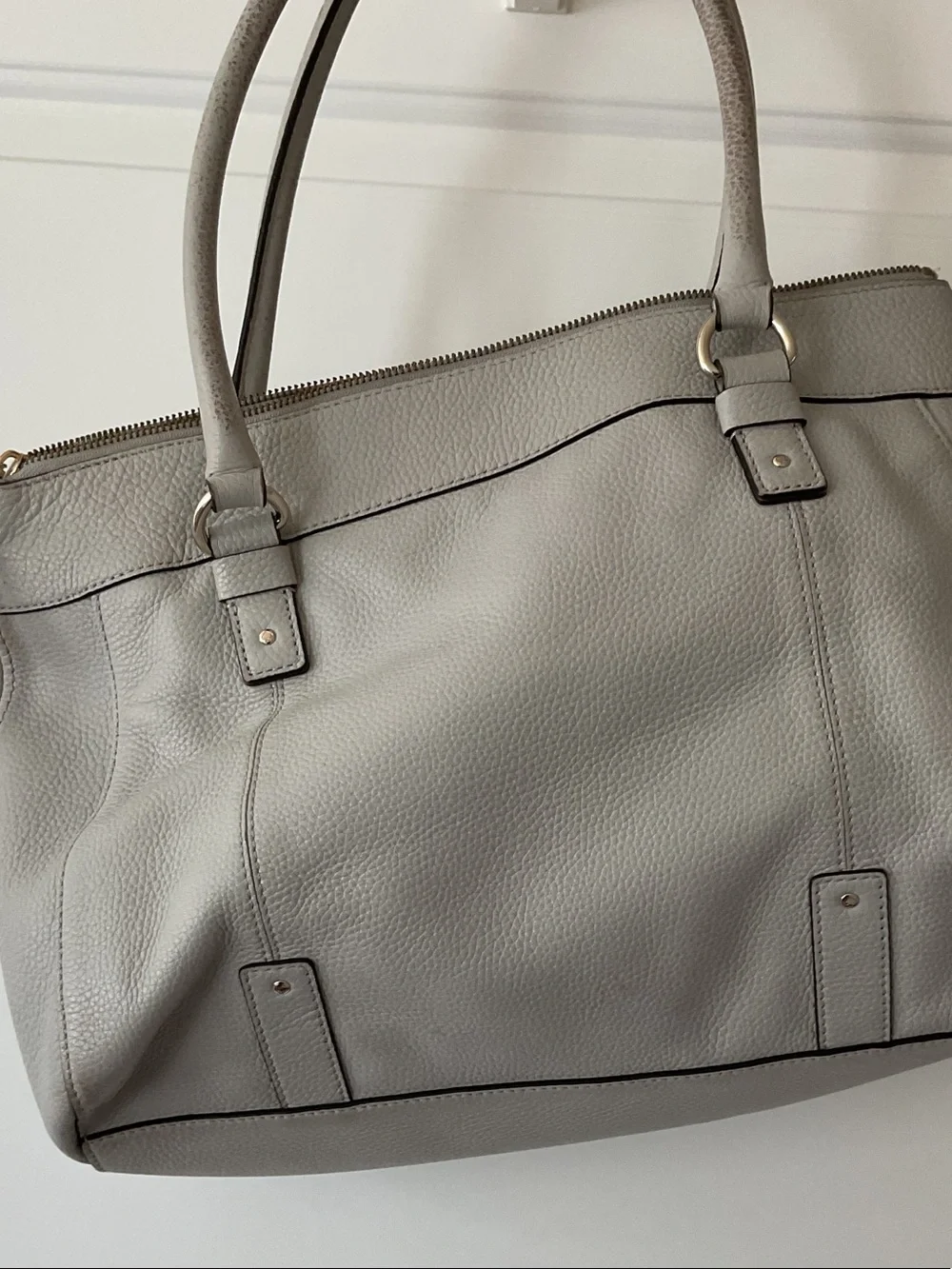 kate spade Light Gray Pebbled Leather Tote